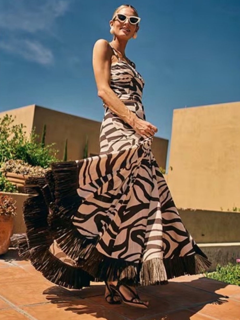 Antonio Melani x M.G. Style Somers Swirl Print Linen Blend Straw Trim 2 Piece 10